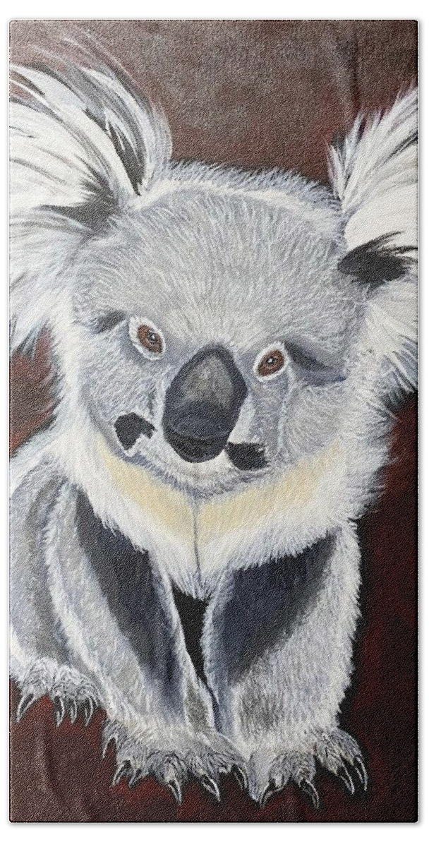  Bath Towel featuring the painting Koala Bear-Teddy K by Bill Manson