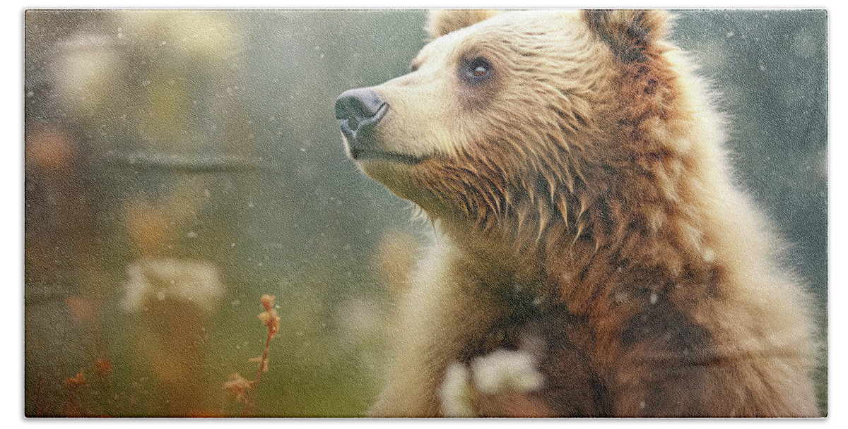 Kodiak Bear Hand Towel featuring the photograph Kodiak bear by David Mohn