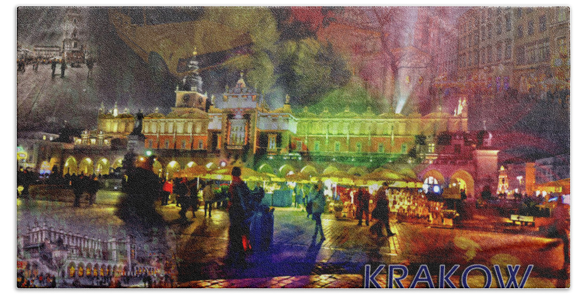 Krakow Bath Towel featuring the photograph Krakow Collage by Randi Grace Nilsberg