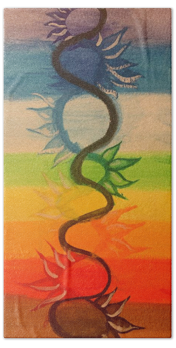 Watercolor Hand Towel featuring the painting Kundalini Fire by Lisa White