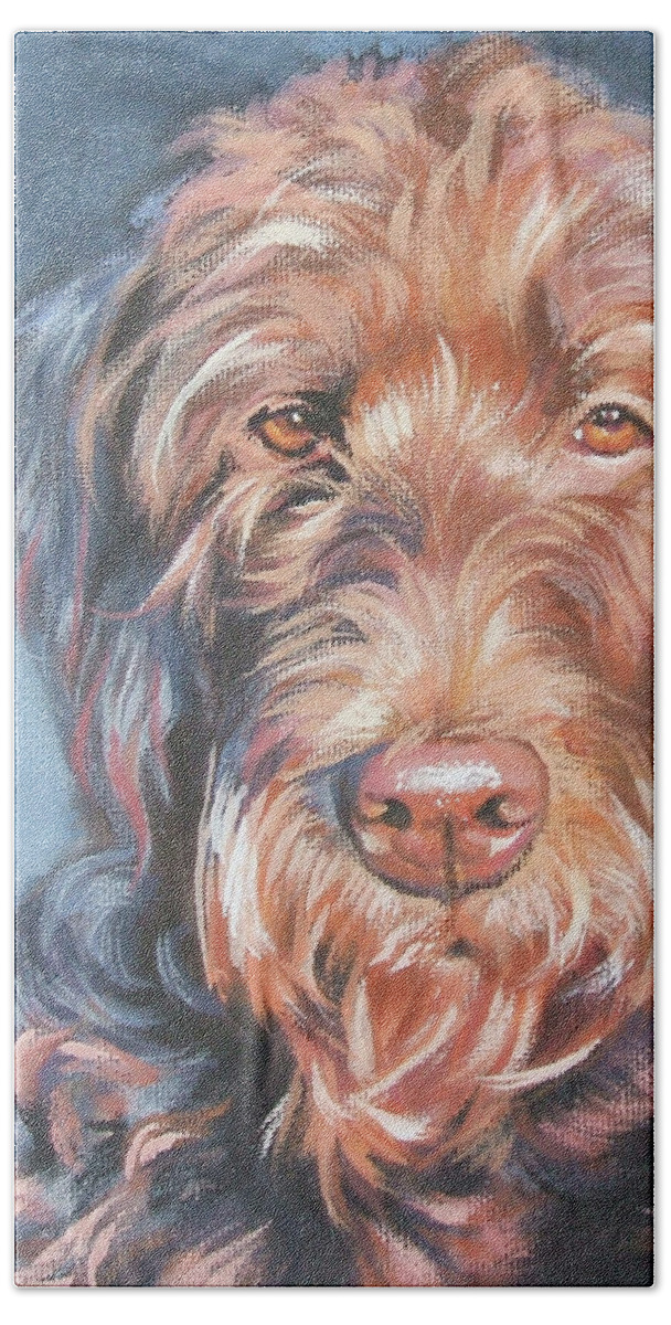 Labradoodle Bath Towel featuring the painting Labradoodle by Lee Ann Shepard