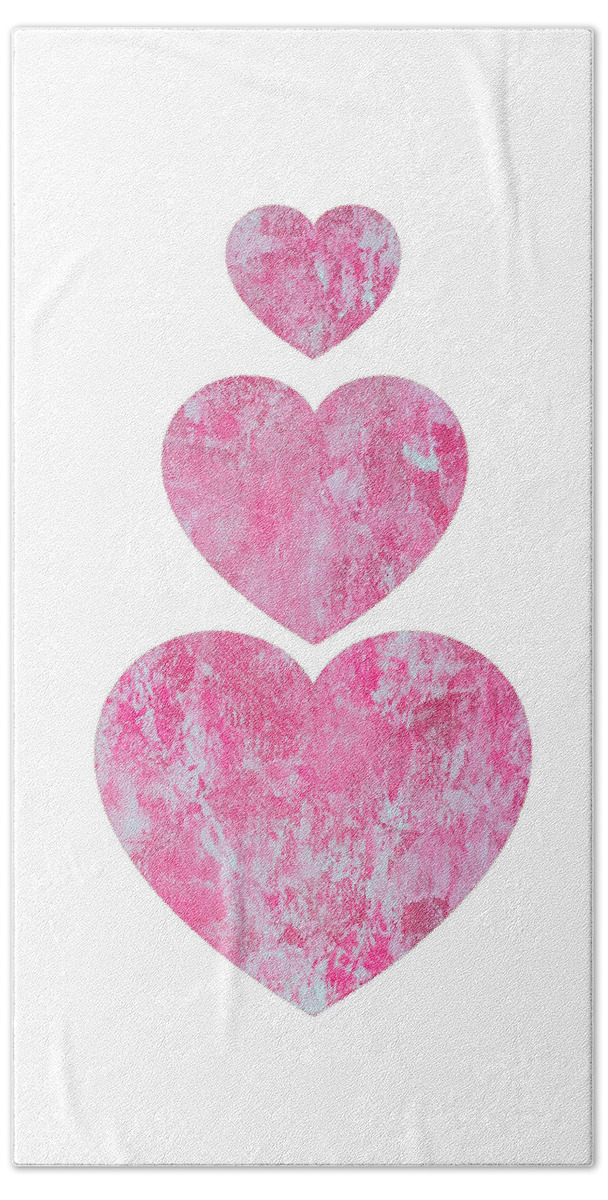 Hearts Bath Towel featuring the mixed media Lace Hearts in the Clouds by Moira Law