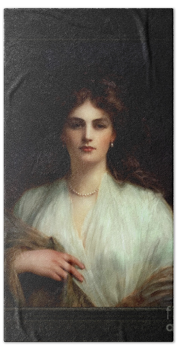 Lady Beatrice Butler Bath Towel featuring the painting Lady Beatrice Butler by Ellis William Roberts Old Masters Classical Art Reproduction by Rolando Burbon