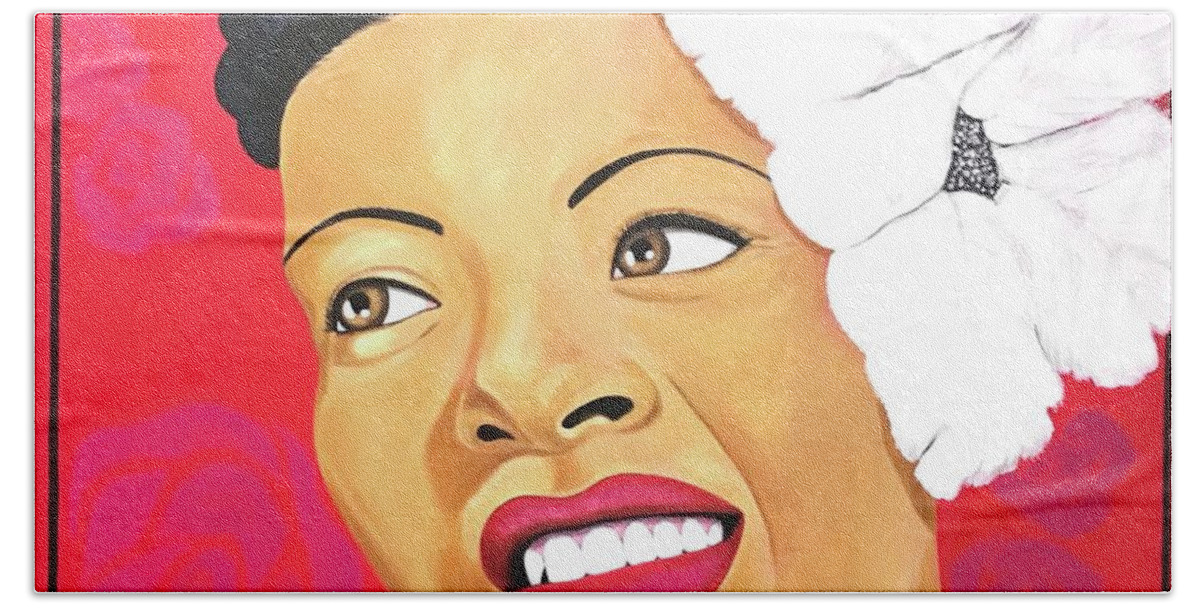 Billie Holiday Bath Towel featuring the painting Lady Day by Jenny Pickens