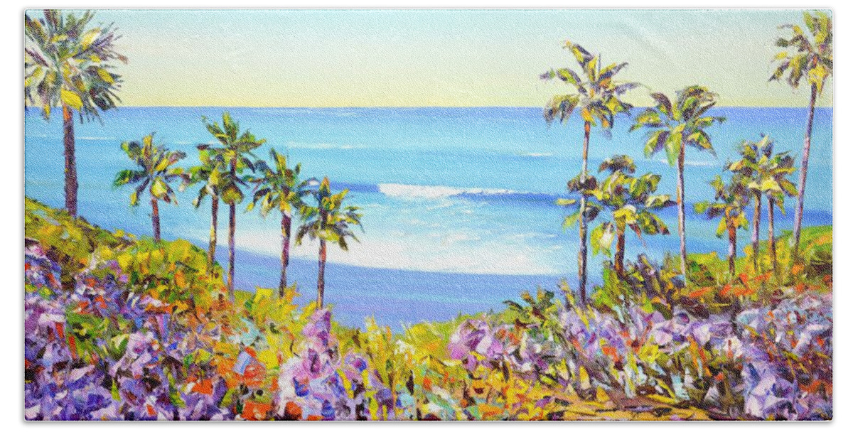 Ocean Hand Towel featuring the painting Laguna Beach. California 3. by Iryna Kastsova