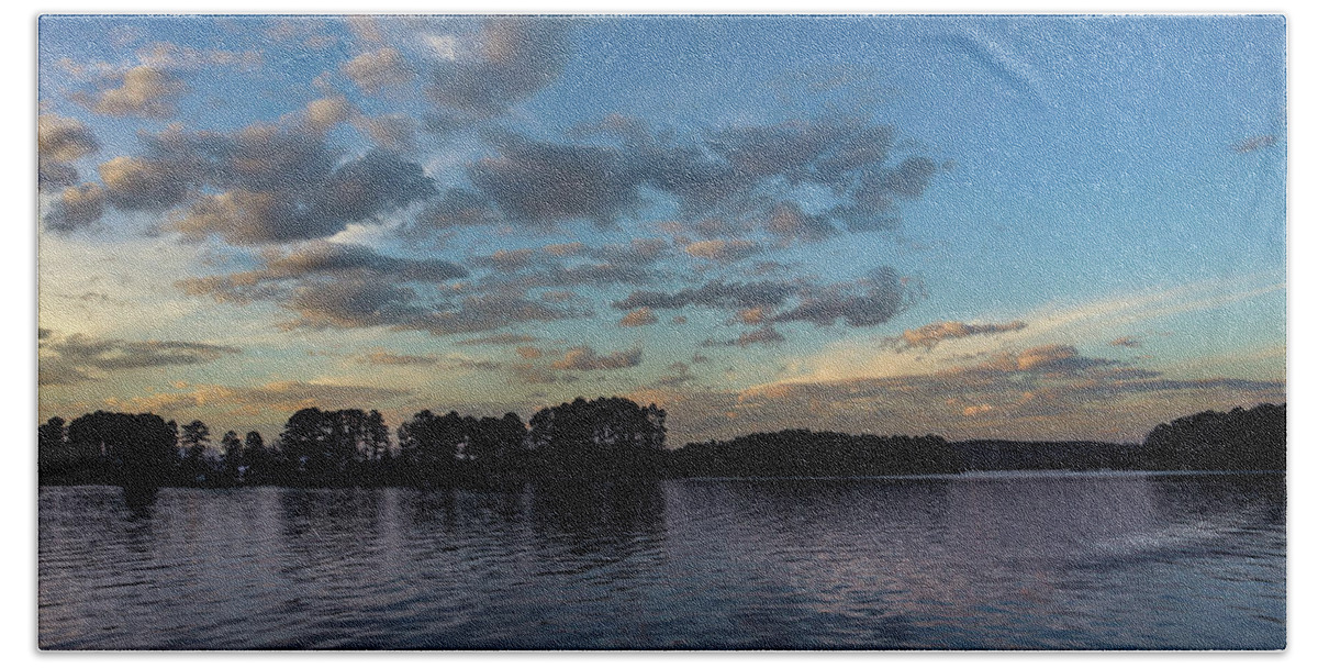 Lake Hand Towel featuring the photograph Lake Cloud Dots by Ed Williams