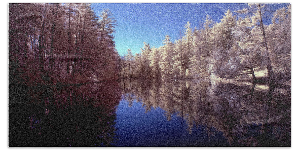 Infrared Bath Towel featuring the photograph Lake in Infrared by Anthony M Davis