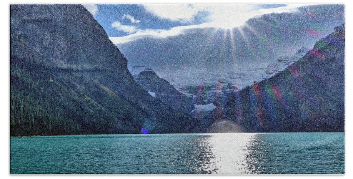 Lake Louise Bath Towel featuring the photograph Lake Louise in the sun by Carl Marceau
