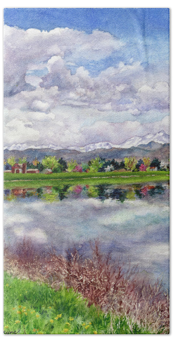 Lake Painting Hand Towel featuring the painting Lake Near Erie by Anne Gifford