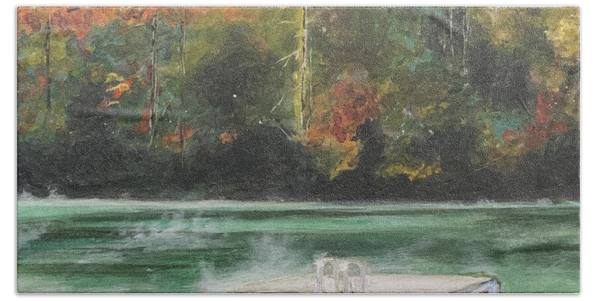 Lake Hand Towel featuring the painting Lake Rabun by Lynn Shaffer