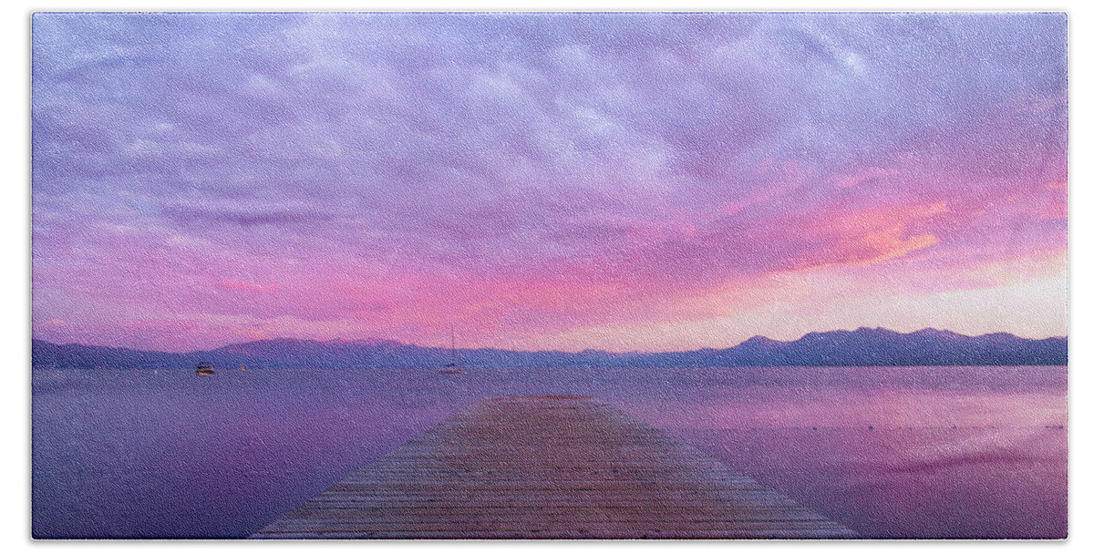 Lake Tahoe Bath Towel featuring the photograph Lake Tahoe Sunset by Gary Geddes