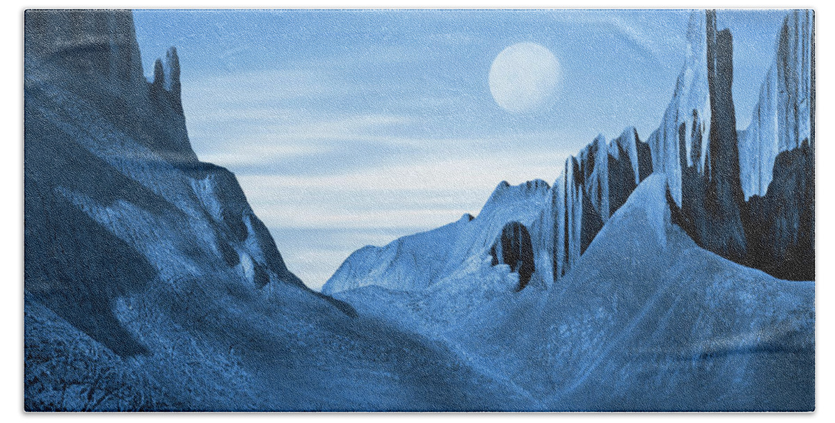 Desert Scene Bath Towel featuring the photograph Landscape in Blue 3 by Mike McGlothlen
