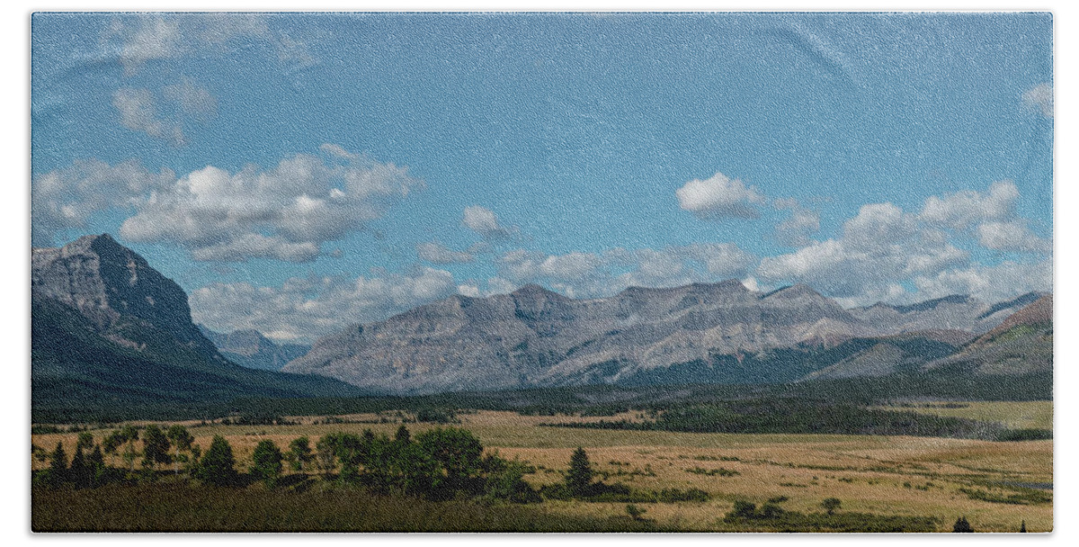 Landscape Bath Towel featuring the photograph Landscape in the Alberta Rockies by Karen Rispin