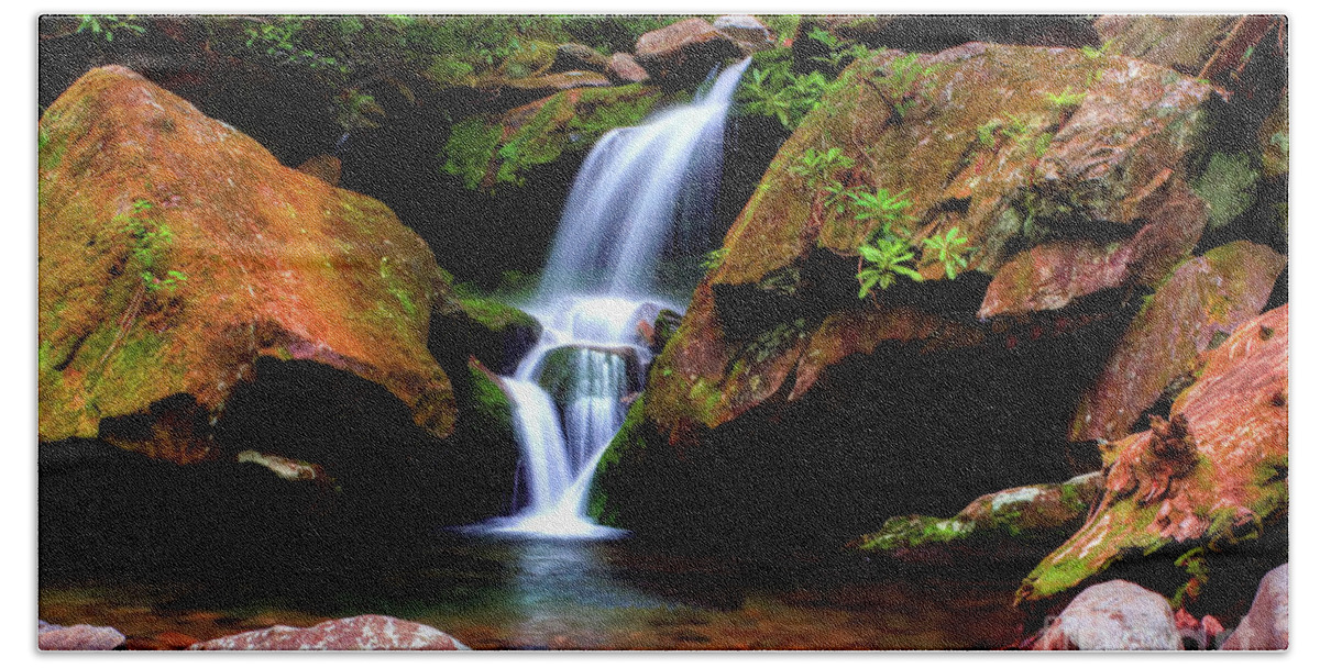 Nature Bath Towel featuring the photograph Landscape_Grotto Falls_Smokey Mountains_National Park_IMGL0416 by Randy Matthews