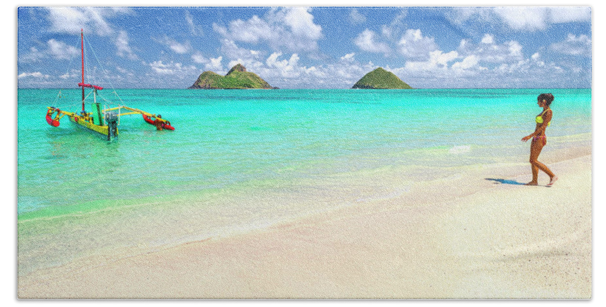 Lanikai Beach Hand Towel featuring the photograph Lanikai Beach Paradise by Aloha Art