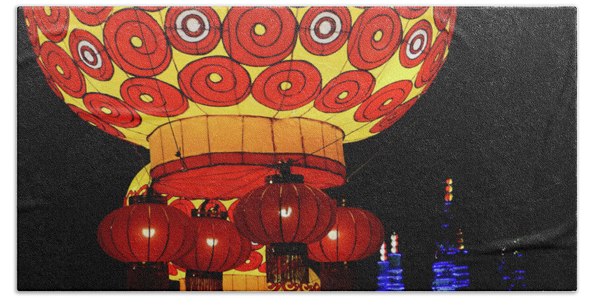 Night Hand Towel featuring the photograph Lantern Festival by Tom Watkins PVminer pixs