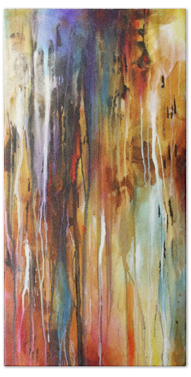 Abstract Bath Towel featuring the painting Lattice by Michael Lang