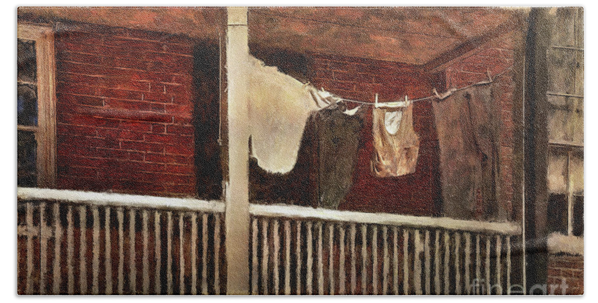 Civil War Bath Towel featuring the digital art Laundry Day At Harpers Ferry by Lois Bryan