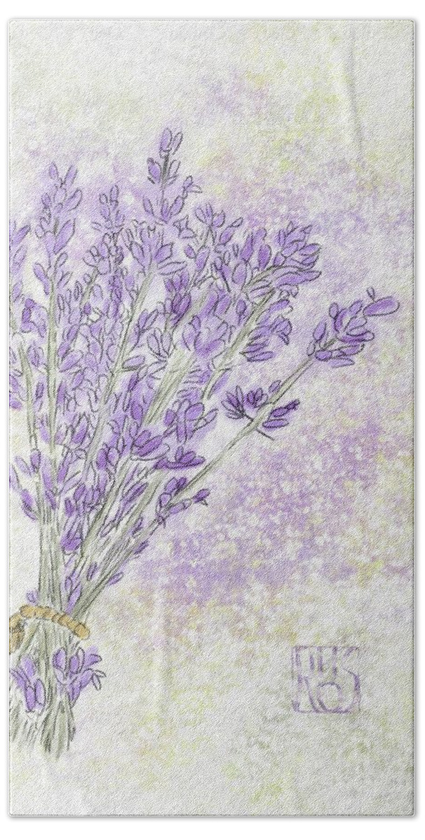 Lavender Bath Towel featuring the painting Lavender Puff by Horst Rosenberger