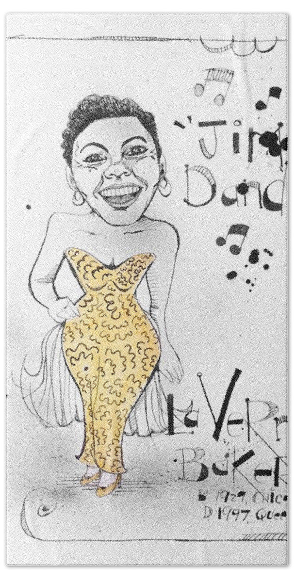 Bath Towel featuring the drawing LaVern Baker by Phil Mckenney