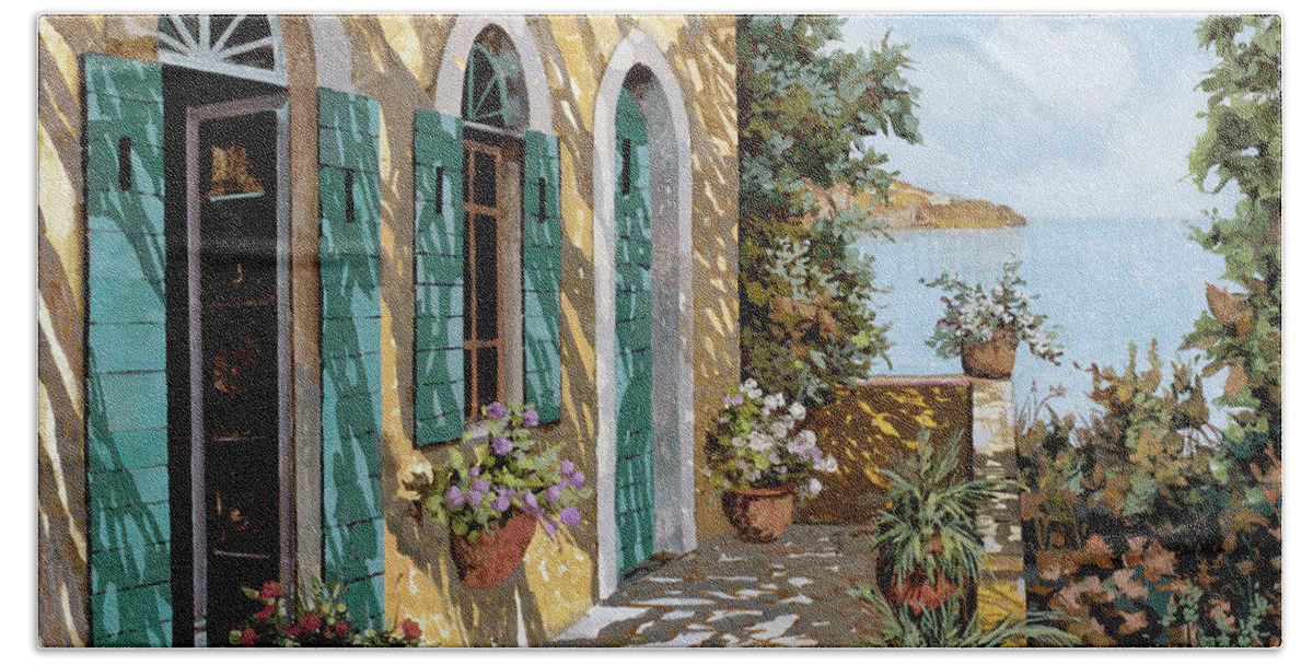 Terrace Hand Towel featuring the painting Le Porte Verdognole by Guido Borelli