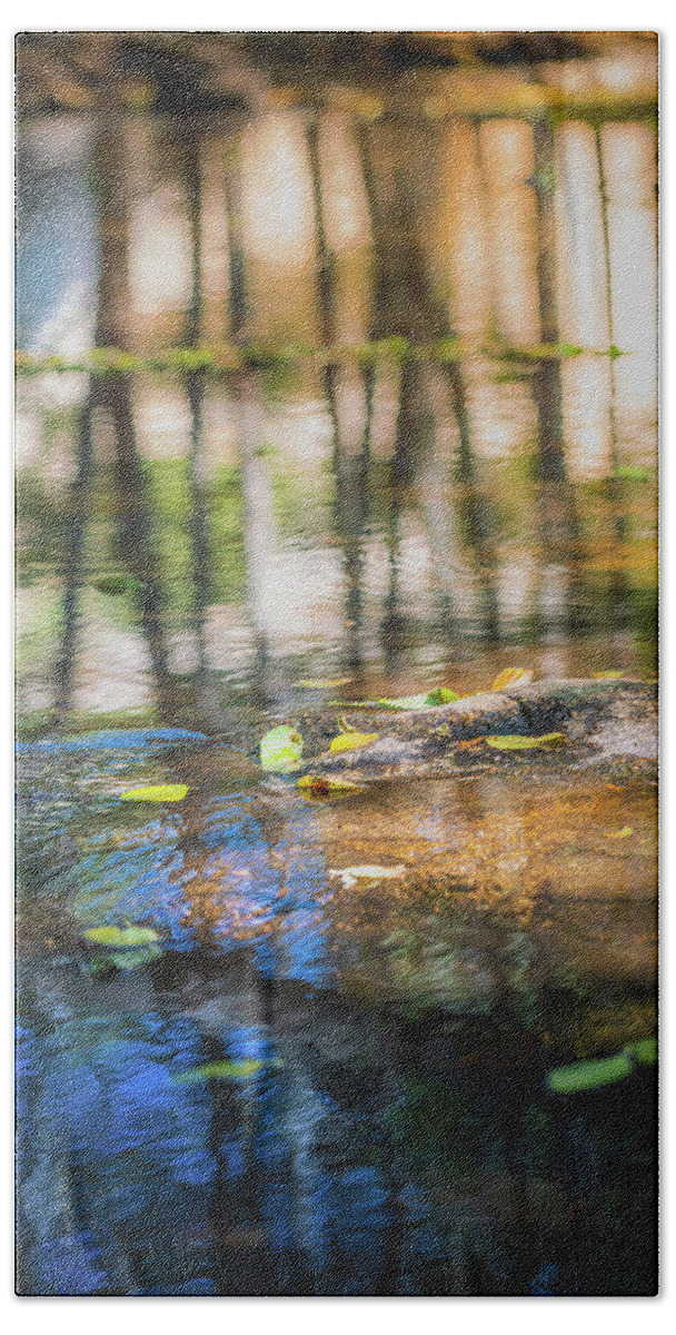 Abstract Bath Towel featuring the photograph Leaf Stream 1 by Ryan Weddle