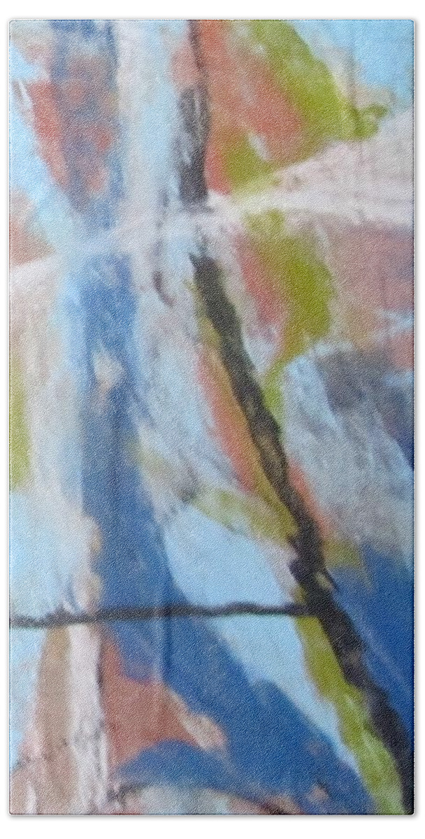 Blue Bath Towel featuring the pastel Left Hand Abstract Series #1 Right Diptych by Barbara O'Toole