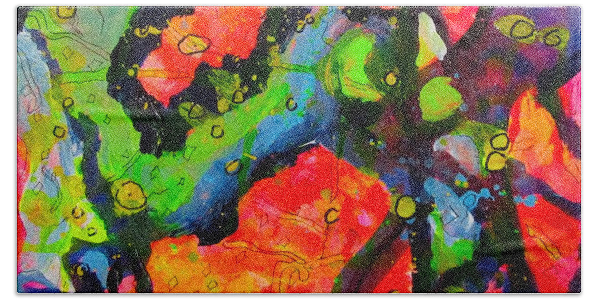 Vivid Bath Towel featuring the painting Lefthand Abstracts Series #8 Things by Barbara O'Toole