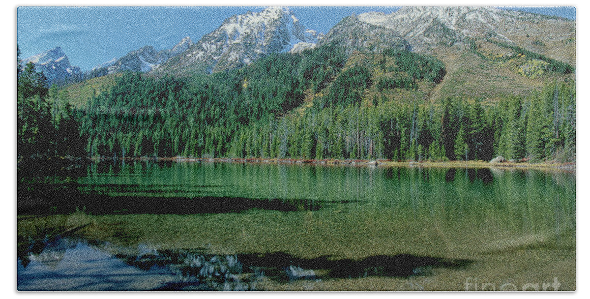 Dave Welling Bath Towel featuring the photograph Leigh Lake Grand Tetons National Park Wyoming by Dave Welling