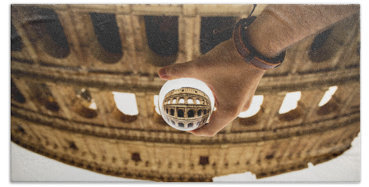 Colosseum Bath Towel featuring the photograph Lensball photography of Colosseum in Rome, Italy by Fabiano Di Paolo