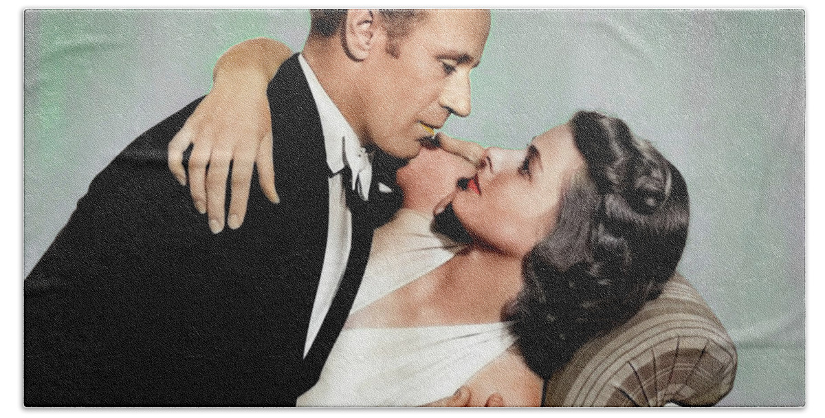 Leslie Bath Towel featuring the photograph Leslie Howard and Ingrid Bergman by Movie World Posters