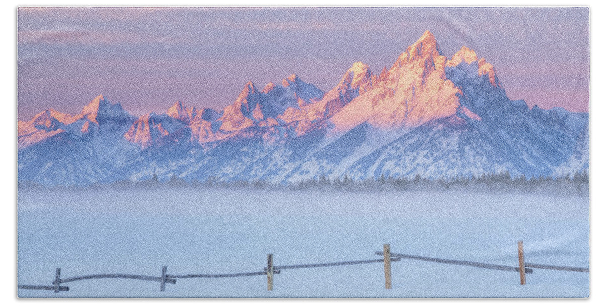 Tetons Hand Towel featuring the photograph Let there be light by Darren White