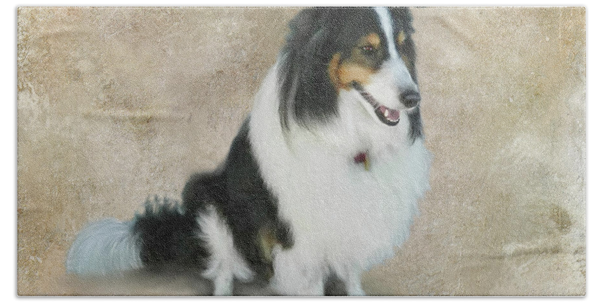 Dogs Bath Towel featuring the mixed media Lexi by Colleen Taylor
