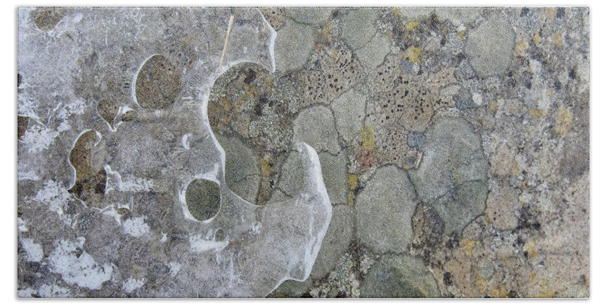 Lichen Bath Towel featuring the photograph Lichen and Ice by Nicola Finch