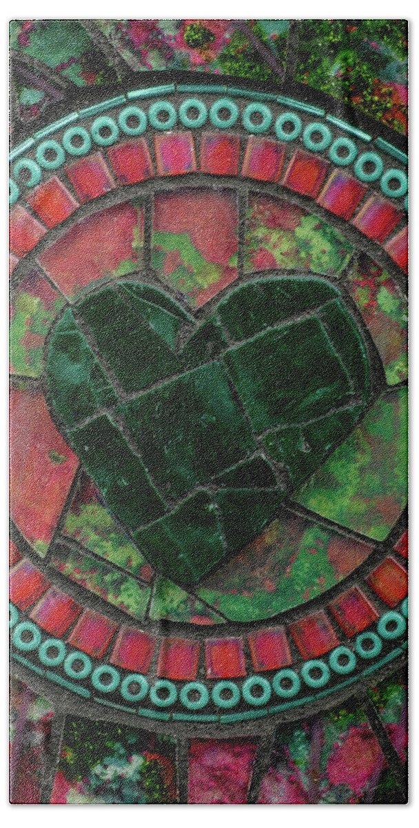 Heart Hand Towel featuring the glass art Lichen by Cherie Bosela