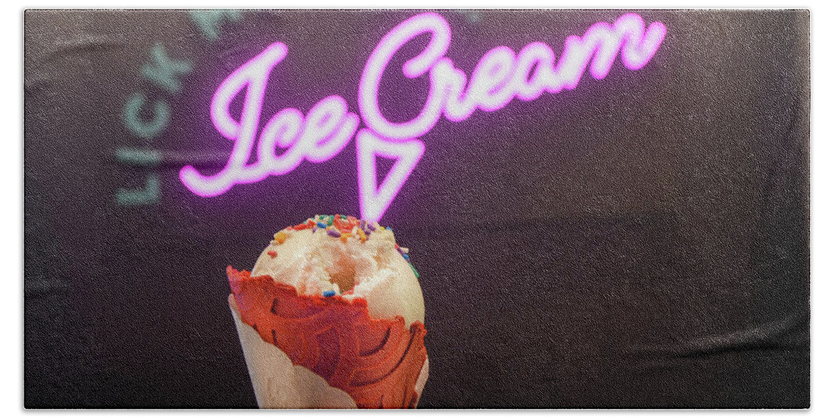 Icecream Hand Towel featuring the photograph Lick me till... Ice Cream by Andrew Lalchan