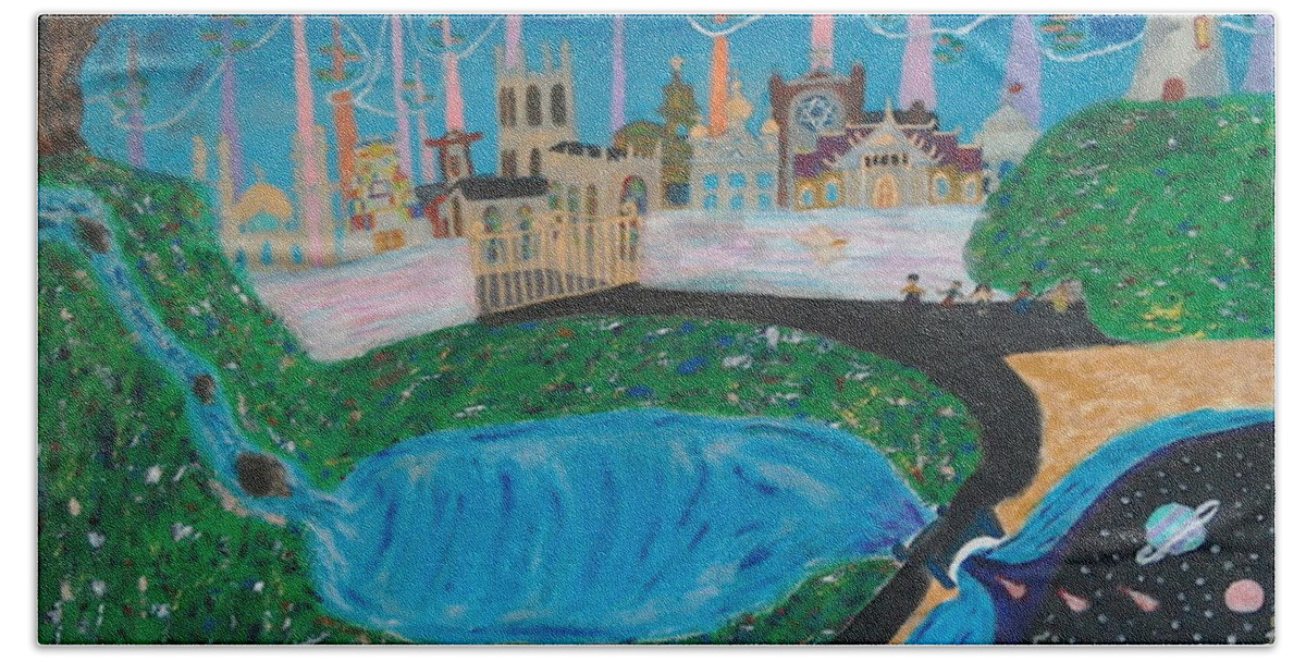 God Hand Towel featuring the painting Life and Death recycle by David Westwood