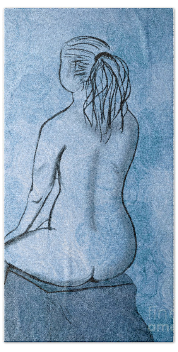 Charcoal Bath Towel featuring the digital art Life Drawing 1 by Linda Lees