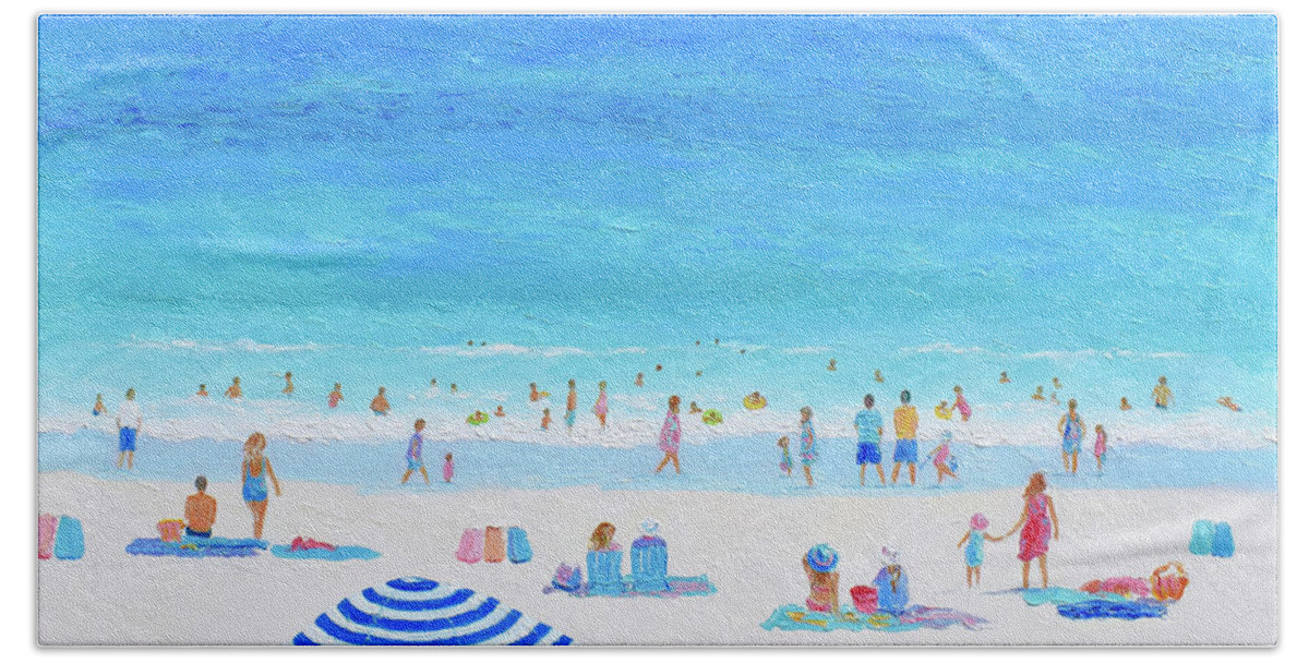Beach Bath Towel featuring the painting Life in the Heat, beach impression by Jan Matson