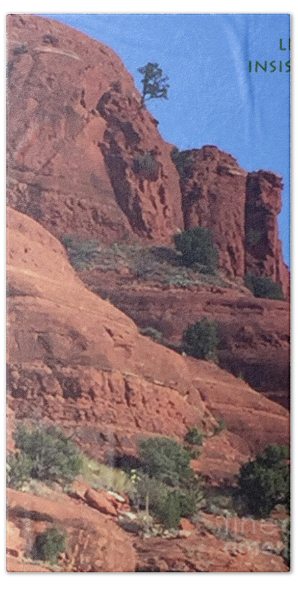 Red Rocks Hand Towel featuring the photograph Life Insists by Jacqueline Shuler