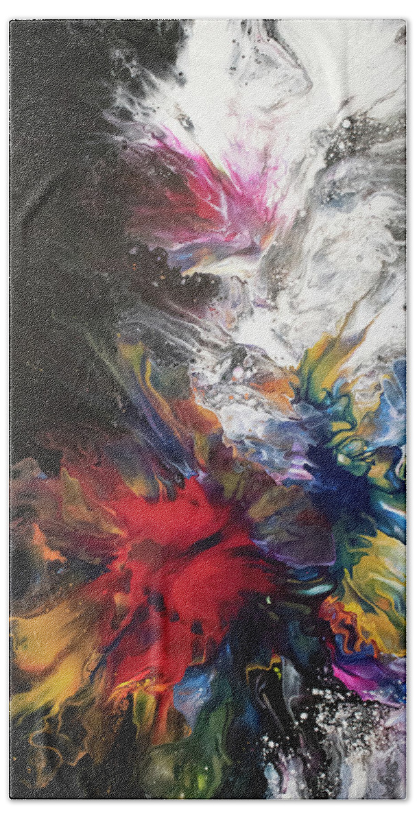 Pour Hand Towel featuring the mixed media Light and Darkness by Aimee Bruno