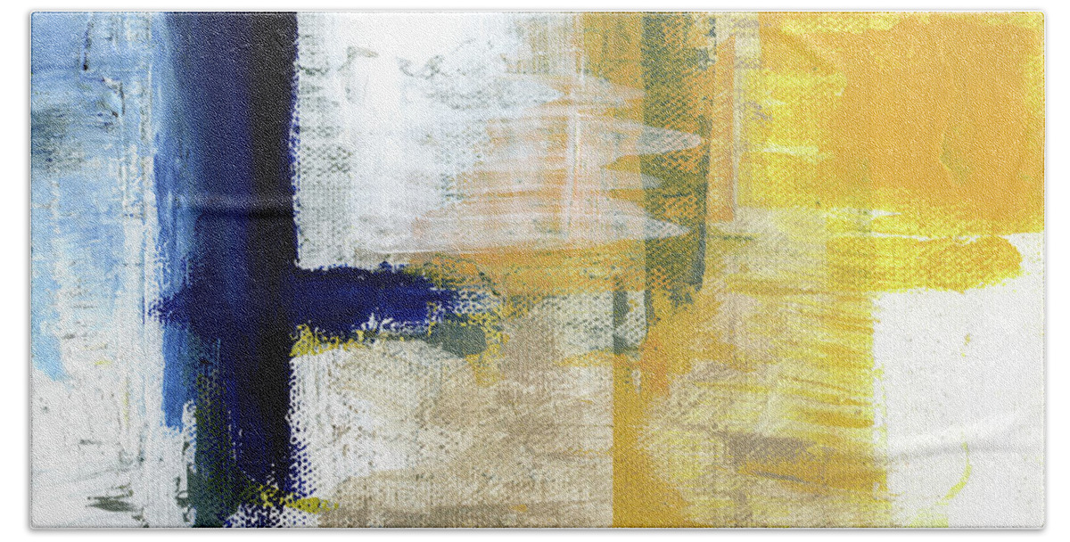 Abstract Hand Towel featuring the mixed media Light Of Day 1 by Linda Woods