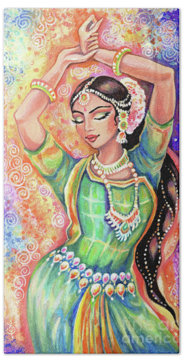 Indian Dancer Hand Towel featuring the painting Light of Ishwari by Eva Campbell