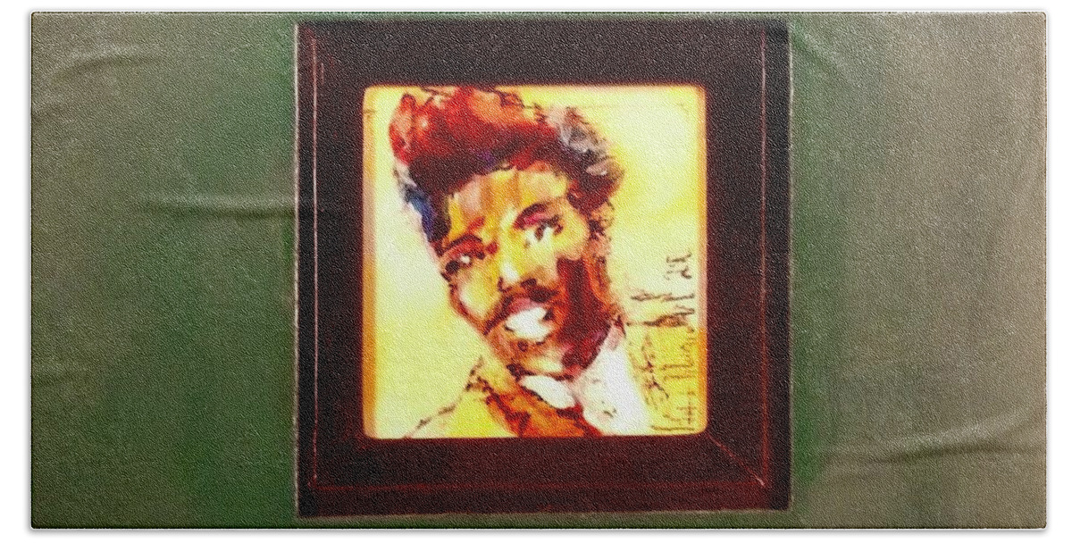 Painting Bath Towel featuring the painting Lil Richard by Les Leffingwell