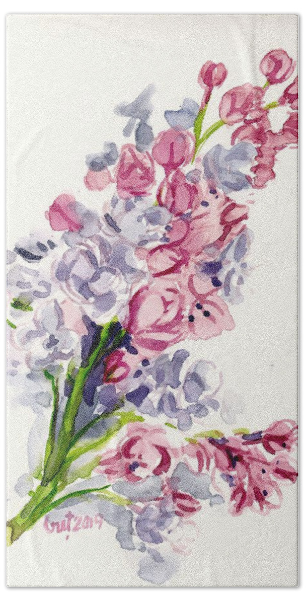 Lilac Hand Towel featuring the painting Lilac Blossom by George Cret