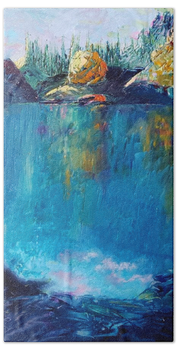 Linger Bath Towel featuring the painting Linger by Kim Shuckhart Gunns