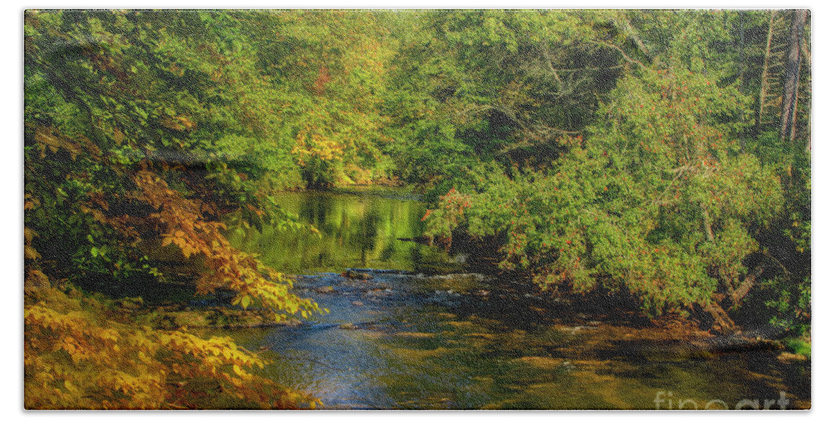 River Bath Towel featuring the photograph Linville River in Autumn by Shelia Hunt