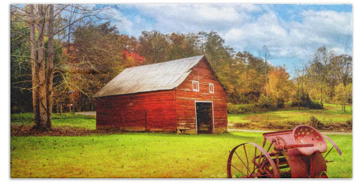 Barns Bath Towel featuring the photograph Little Barn at the Farm in the Countryside by Debra and Dave Vanderlaan