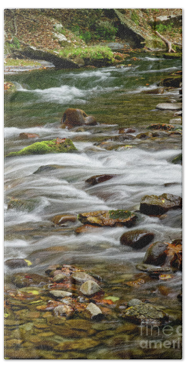 Smokies Bath Towel featuring the photograph Little River Rapids 14 by Phil Perkins