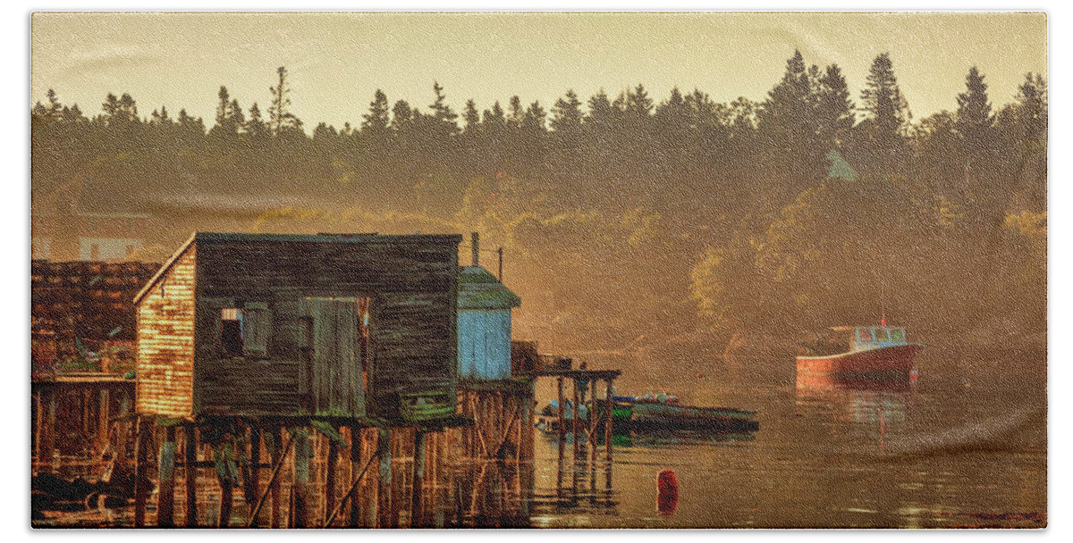 Maine Lobster Hand Towel featuring the photograph Lobster Shack 8062 by Greg Hartford
